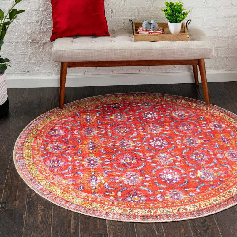 Ellizabeth Chenille Oriental Indoor Rug, Round 3'6"