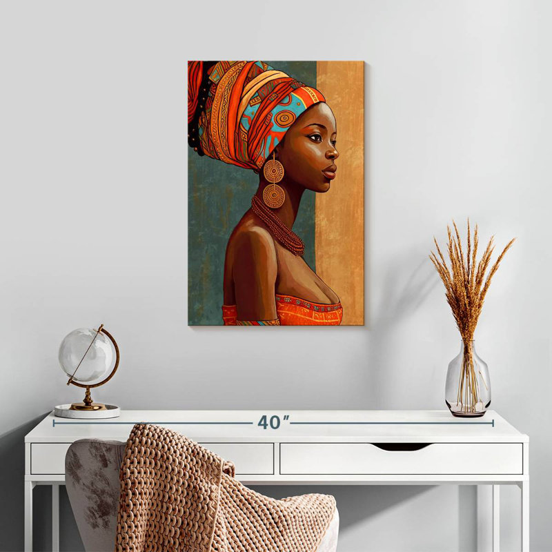 Portrait de femme africaine Leisha, H 24 po x l 16 po