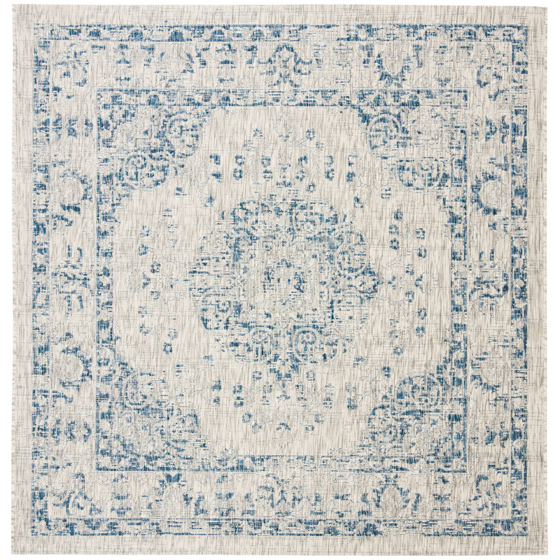 Amedee Performance Oriental Indoor/Outdoor Area Rug, Square 6'7"