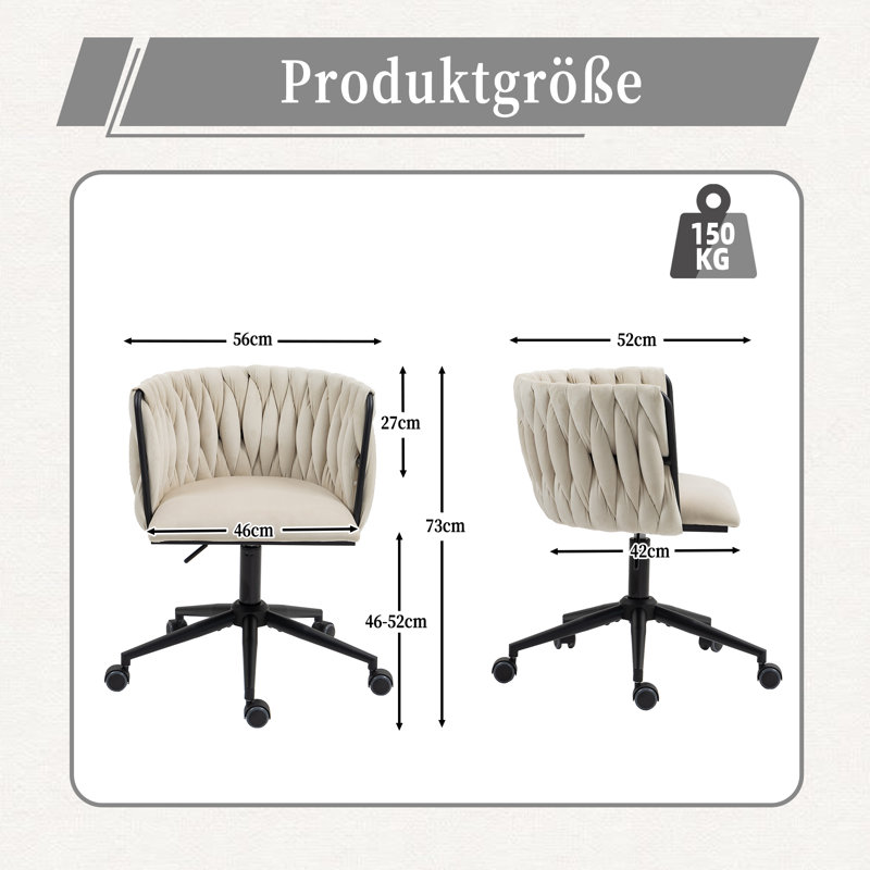 Blen Velvet Task Chair, Beige