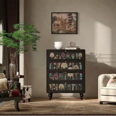 Spacious Ash Wood Cabinet with 4 Drawers