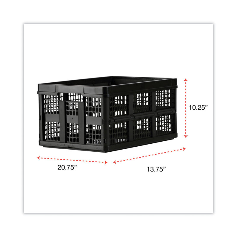 Universal Black Heavy-Duty Plastic Collapsible Filing Storage Tote