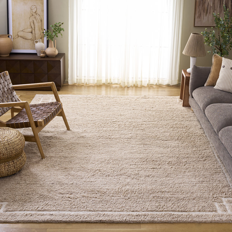Tapis de couleur unie en coton touffeté à la main Casablanca, Rectangulaire 8 pi x 10 pi