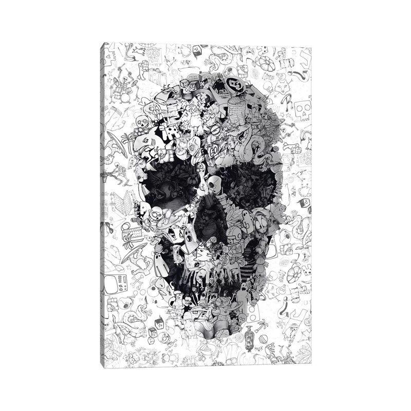 Doodle Skull by Ali Gulec - Wrapped Canvas Print, 30.48 cm H x 45.72 cm W