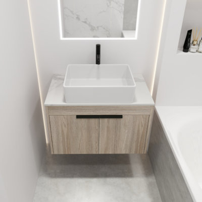 30 " Wall Mounted Bathroom Vanity With Rectangular Ceramic Sink Set