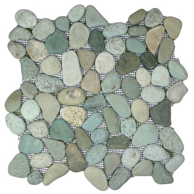 Danube Sea Green Natural Stone Mosaic Tile 12" x 12" Mesh Backed Random-Sized Sheet - 1 Sq. Ft.