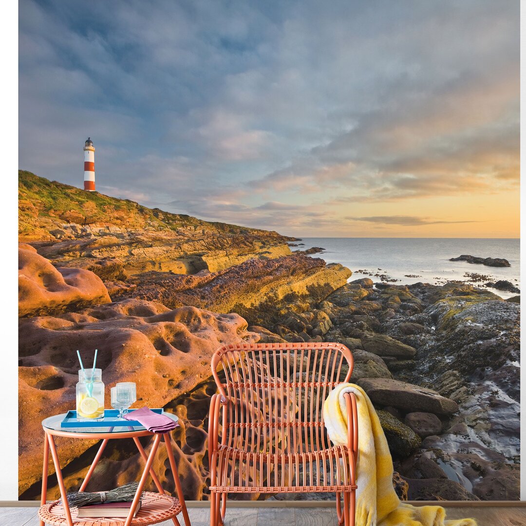 Fototapete Tarbat Ness Lighthouse, Sunset Over the Sea