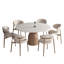 Ensemble de table et chaises modernes en ardoise blanche moderne, table ronde avec base en bois massif-1915273865