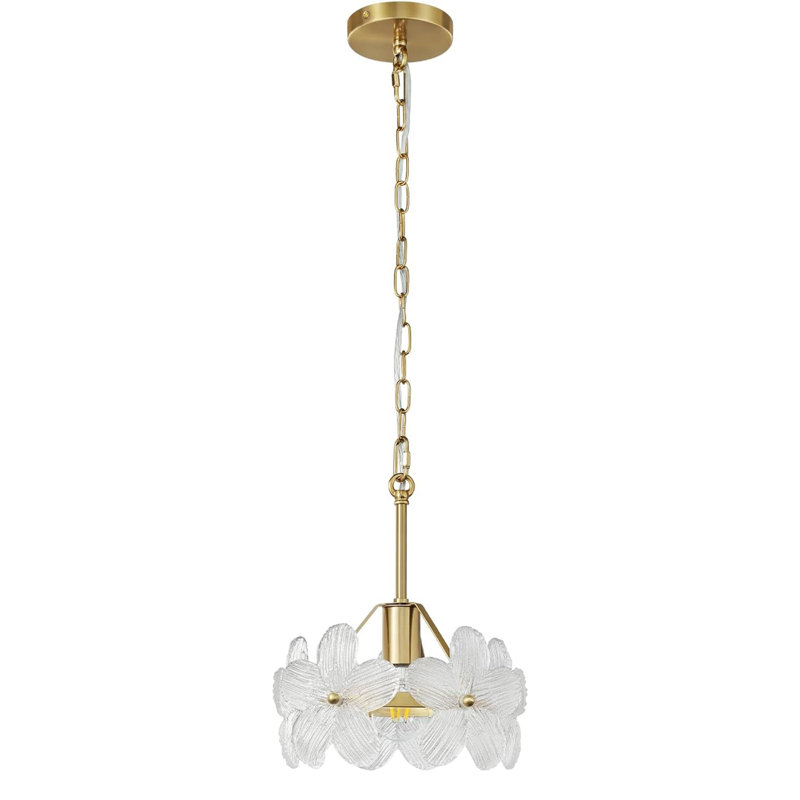 Luminaire suspendu moderne en verre pour îlot de cuisine avec abat-jour à pétales, luminaires suspendus en laiton réglables pour le couloir de la salle à manger (base E26)