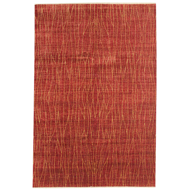 Striae One-of-a-Kind 5'11" X 8'11" New Age Area Rug Red/Yellow