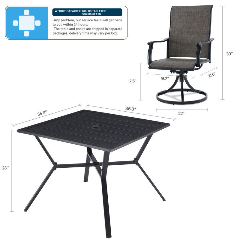 Blaza 4 - Person Patio Dining Set with Square Table, Black