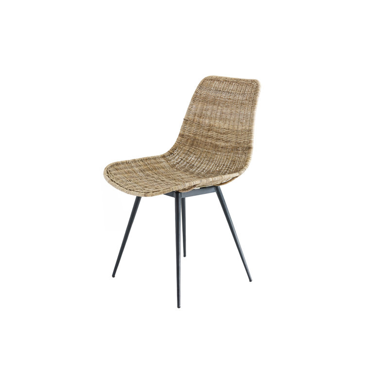 Galen Wicker Dining Chair - Brown / Black