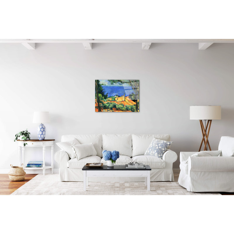 l'Estaque with Red Roofs by Cezanne Paul 57cm H X 76cm W CrystalArt Material Acrylic Glass Effect, Frameless Panel Lightweight Ready to Hang