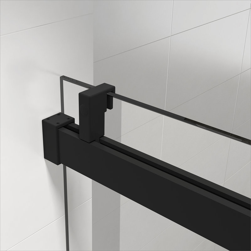 Porte de douche sans cadre à fermeture en douceur, porte de douche coulissante simple en verre trempé avec revêtement antidéflagrant