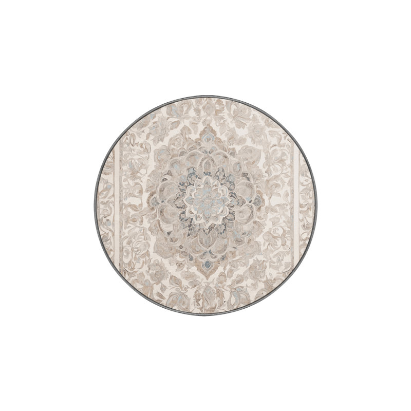 Tapis gris soyeux et moelleux, Rond 3 pi