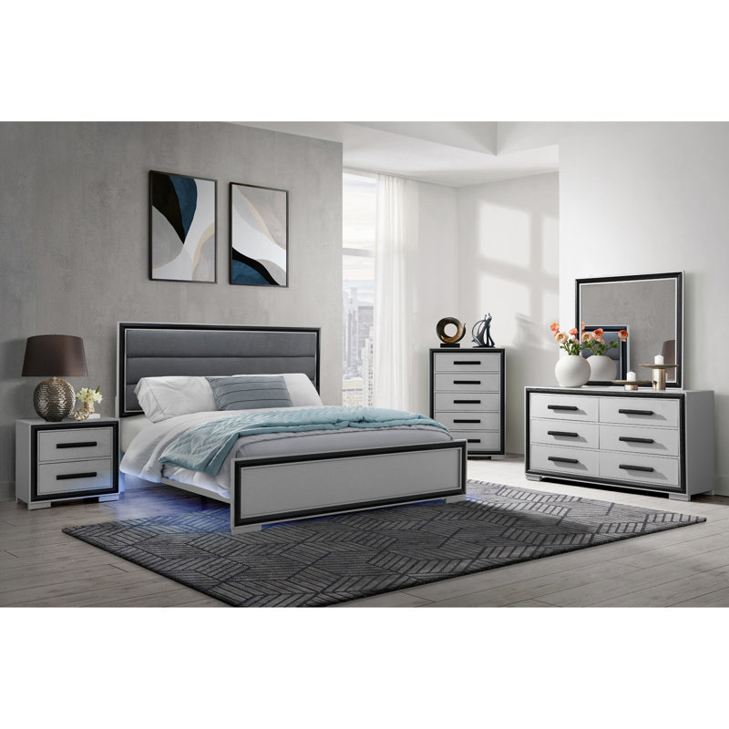 Amelia Grey-black Nightstand With Cooler And Speaker