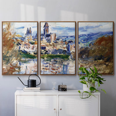 The Village Of Vetheuil, reproduction d'art sur toile 3 pièces