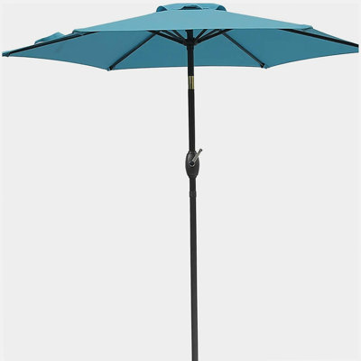 Parasol de marché 7,5 pi avec manivelle et inclinaison. Auvent résistant aux rayons UV pour la piscine, la cour et le patio (sans base)