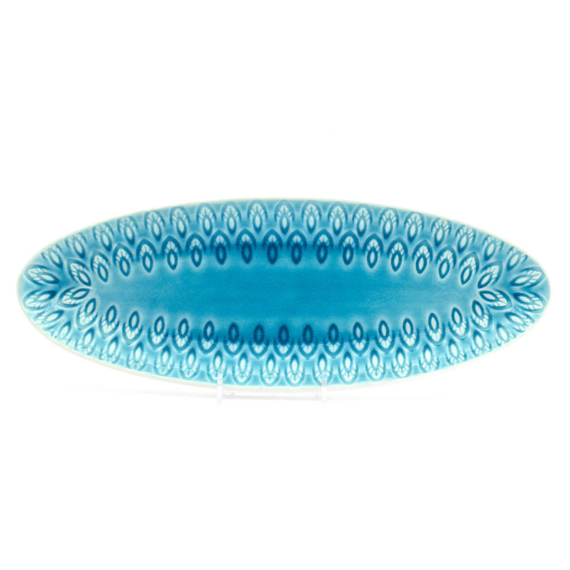Peacock Crackle-Glazed Appetizer Platter, Turquoise