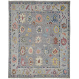 Karina Hand Knotted Wool Ikat Area Rug in Gray/Blue/Rust/Yellow