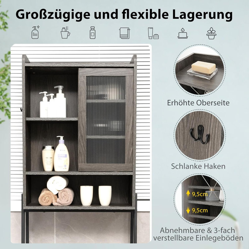 Aneya Freestanding Bathroom Shelves, Grey/Brown/Blue