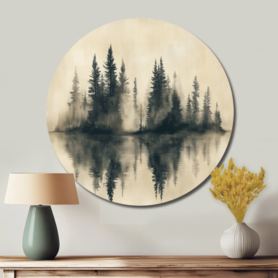 Vintage Morning Dew In Beaver Lake - Landscapes Large Round Metal Wall Art