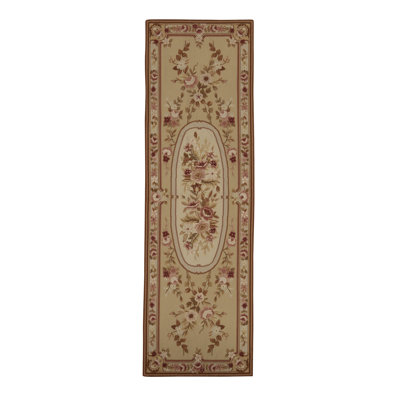 Chemin de table beige, rouge et rose noué à la main de haute qualité