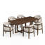 Ensemble de table de salle à manger 6 personnes avec chaises rembourrées et structure en bois d'hévéa Drake-130671035-130671036