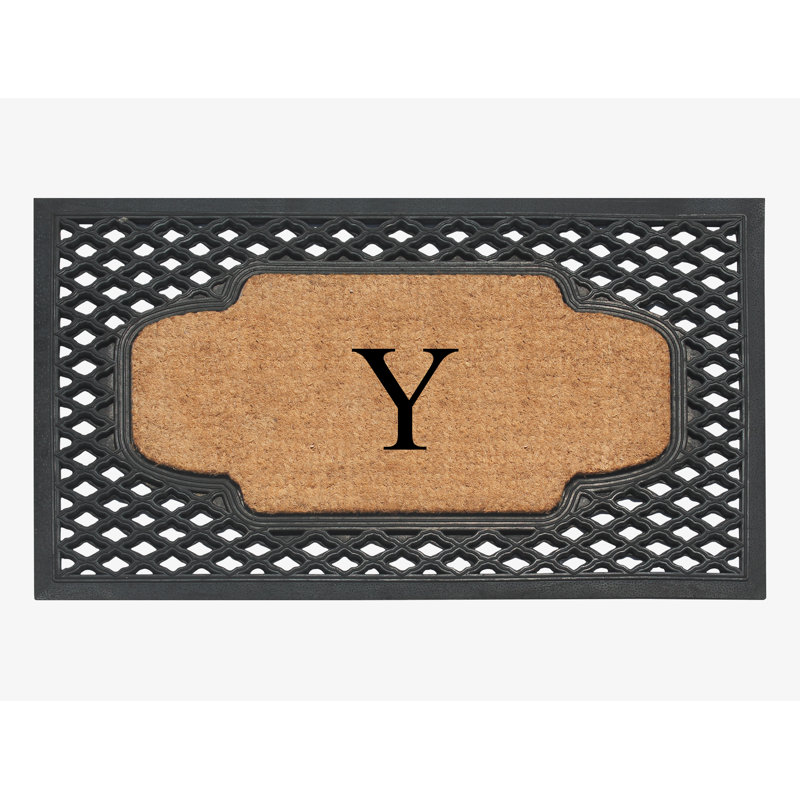 Tapis de porte d'extérieur antidérapant naturel 23 pi x 38 po à motif de coco naturel Alha, Y