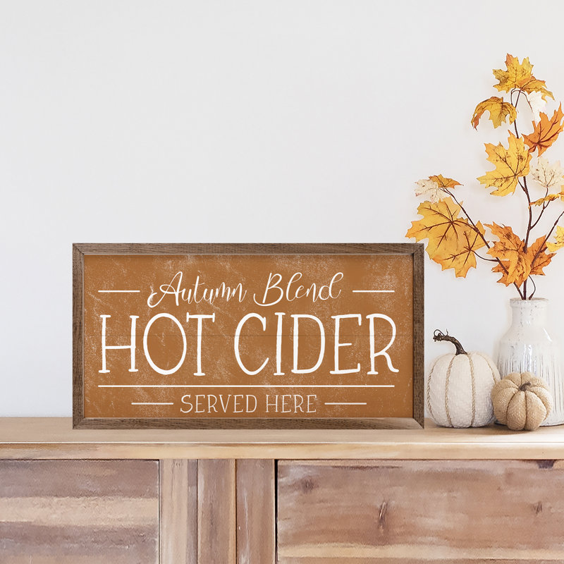 Mélange d'automne, cidre chaud servi ici, orange, Orange / blanc, H 20 po x l 40 po