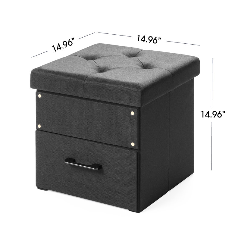 Arhaam Upholstered Ottoman, Black 100% Polyester