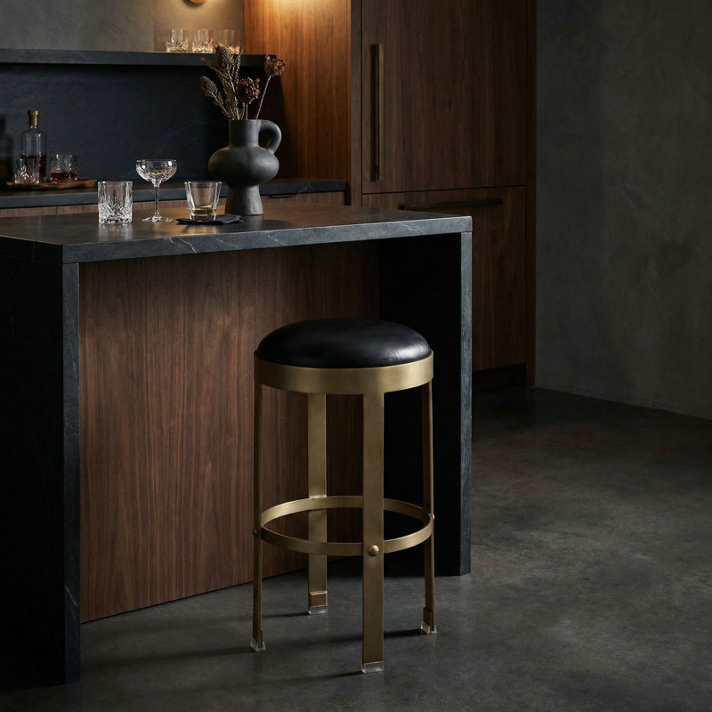 Prince Upholstered Stool with Metal Frame, Counter Stool (25" Seat Height)