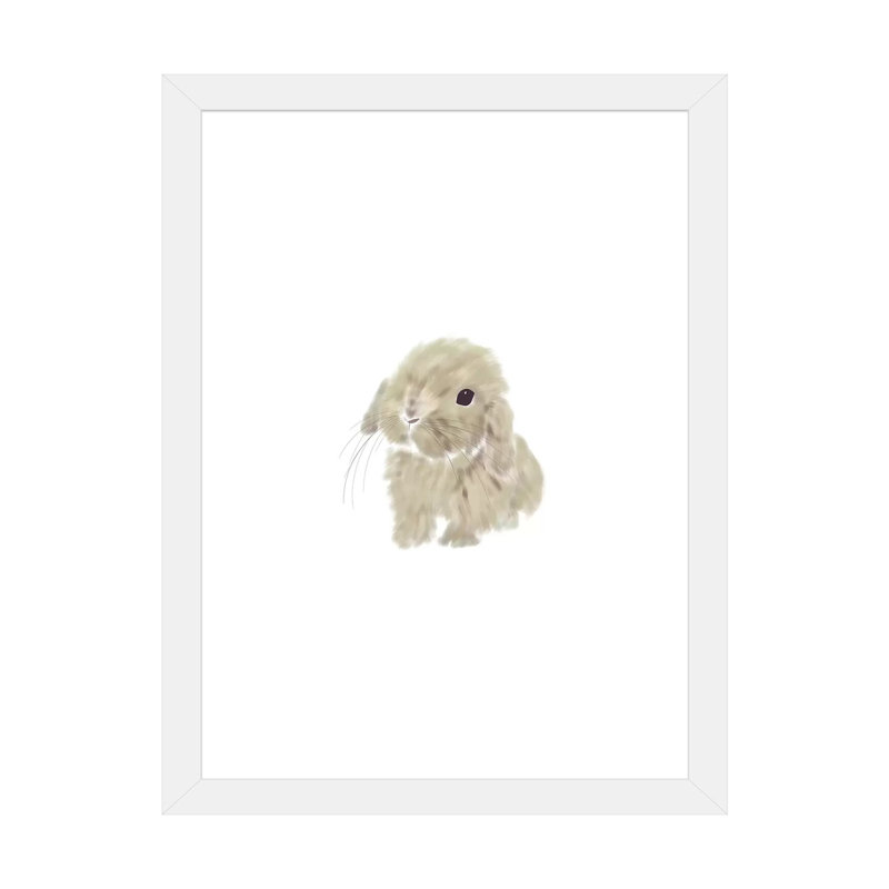 Décoration murale bébé lapin, H 24 po x l 16 po x P 1 po, Papier encadré blanc