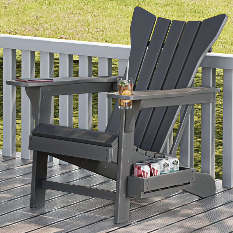 Chaise Adirondack pour l'extérieur en PEHD Licola, Gris