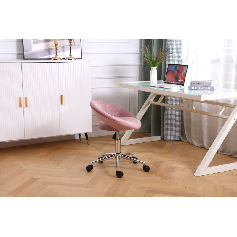 Chaise de travail en velours, Rose