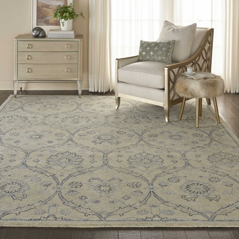 Wool Damask Indoor Rug, Rectangle 7'9" x 9'9"