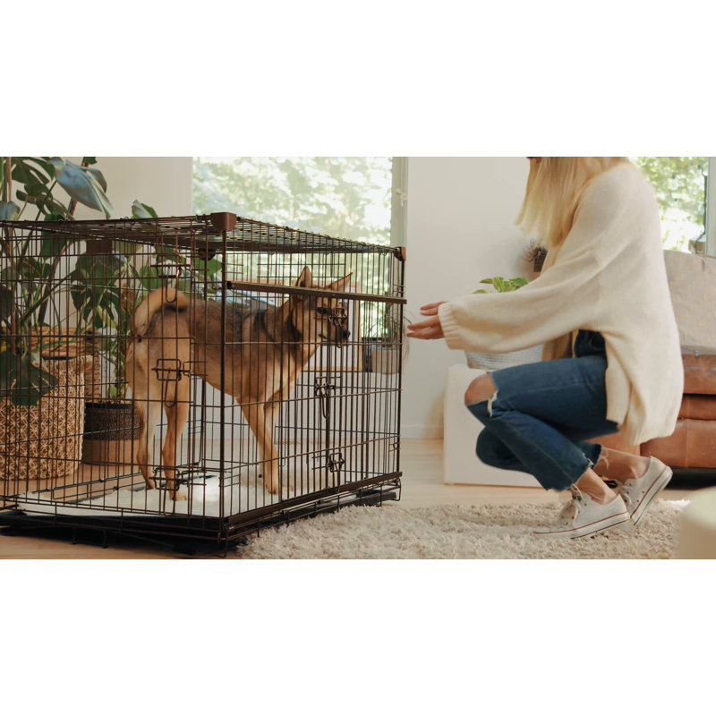 Extra Large Bronze Metal Dog Crate with Sliding Door