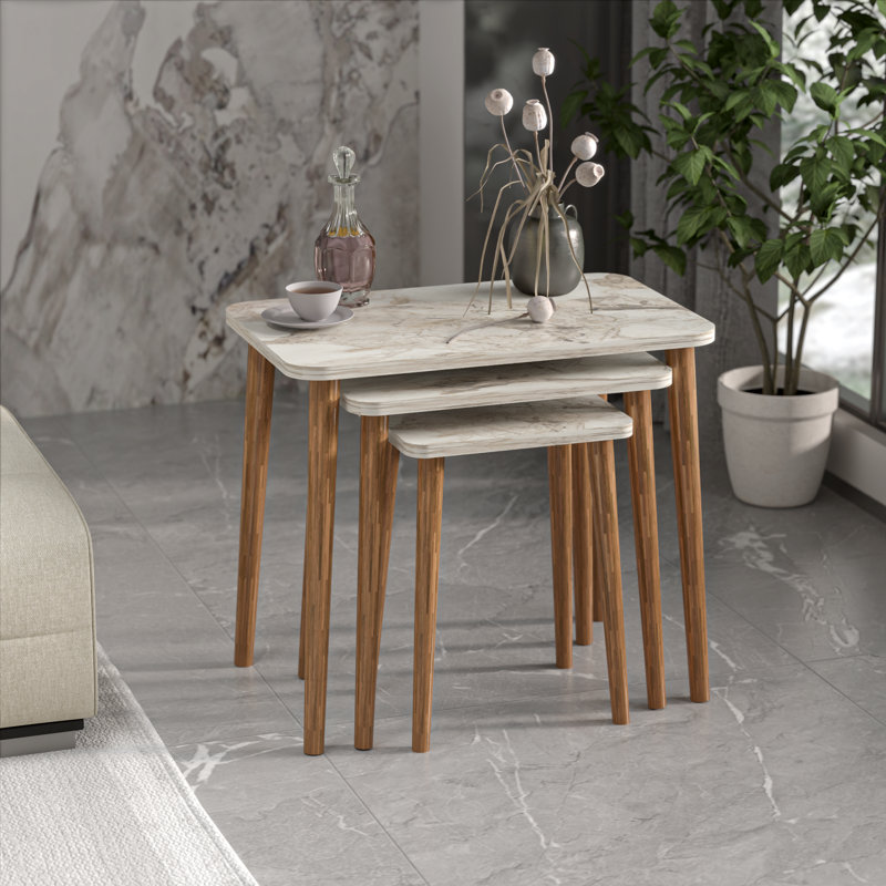Nyda Nesting Tables, White Marble