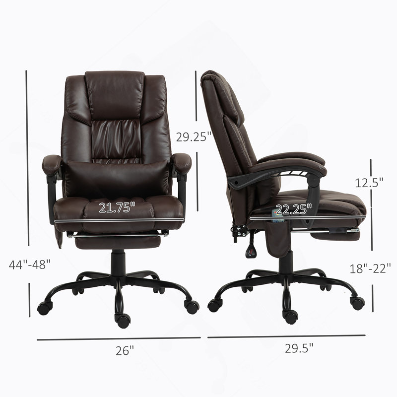 Fauteuil de bureau inclinable à haut dossier, fauteuil de massage à 6 points vibrants avec repose-pieds et télécommande