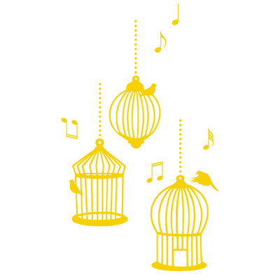 Décalcomanie murale cages d’oiseaux de chanson