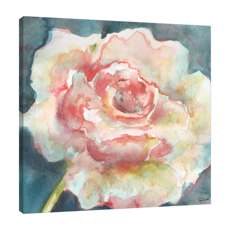 « white camelia iii », reproduction de peinture à l’aquarelle sur toile tendue, H 12 po x l 12 po