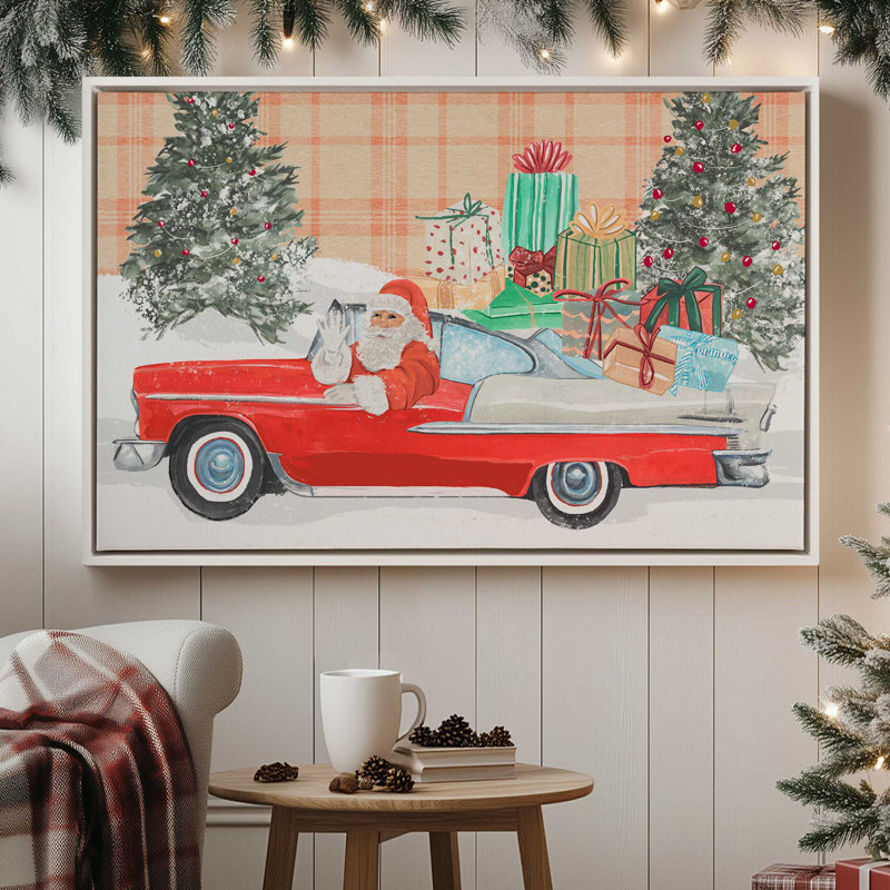 Imprimé convertible du père Noël, H 24,75 po x l 36,75 po x P 1,75 po, Cadre blanc