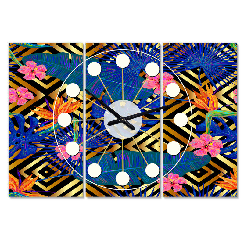 Très grande horloge murale rétro abstraite i Mid-Century