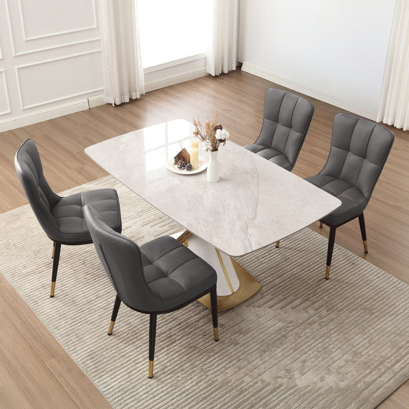 Chaise rembourrée moderne avec structure en métal, gris