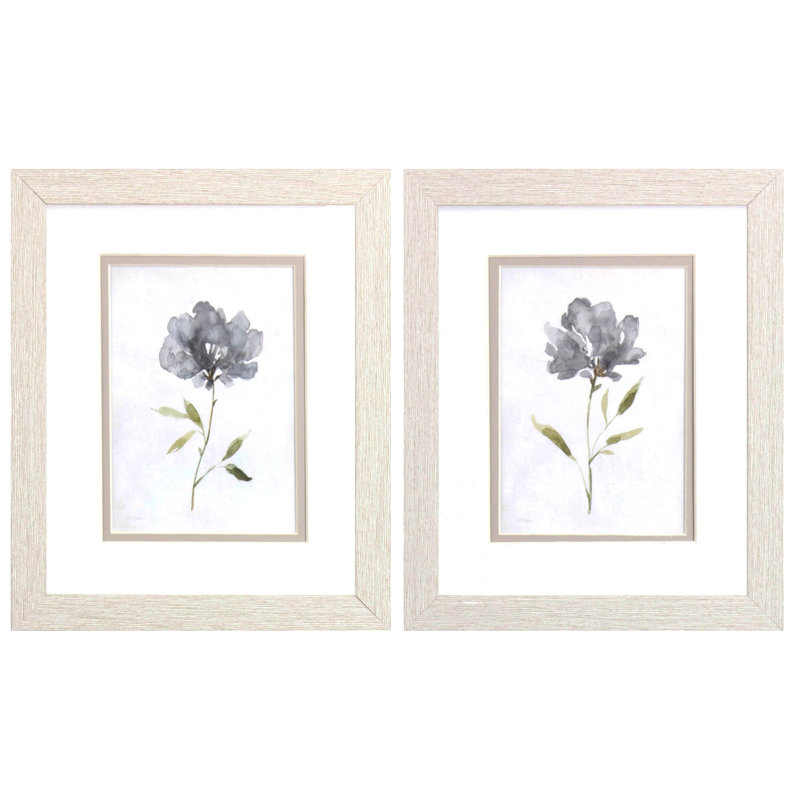 Ensemble de deux reproductions d'art encadrées blanches, "Botanical Beauty"