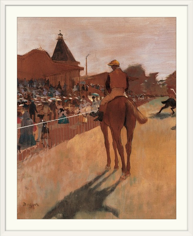 «Les chevaux de course devant les tribuns, ca. 1866-1868. "Musée d'Orsay, Paris" par Edgar Degas, reproduction d'art, Toile