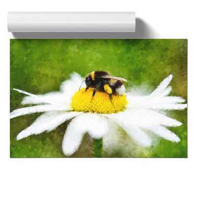 Bee Collecting Pollen Painting - Frameless Print