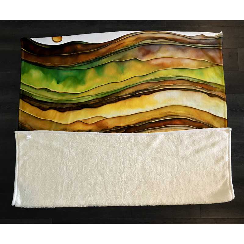 Throw Blanket, 68" W x 80" L, Striped, Yellow