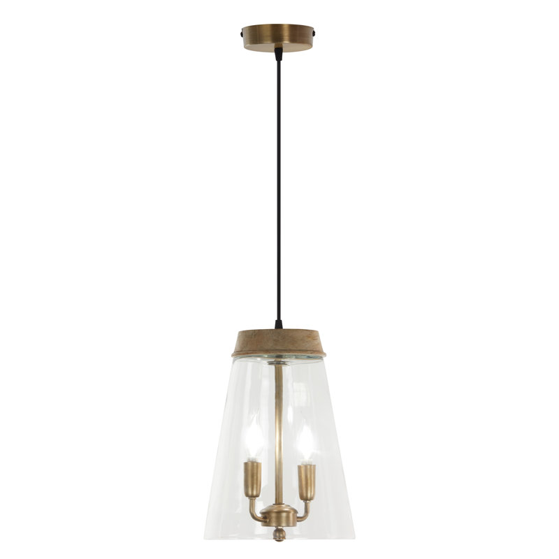 9.75"W Mataio 2 - Light Glass Empire Pendant with Mango Wood