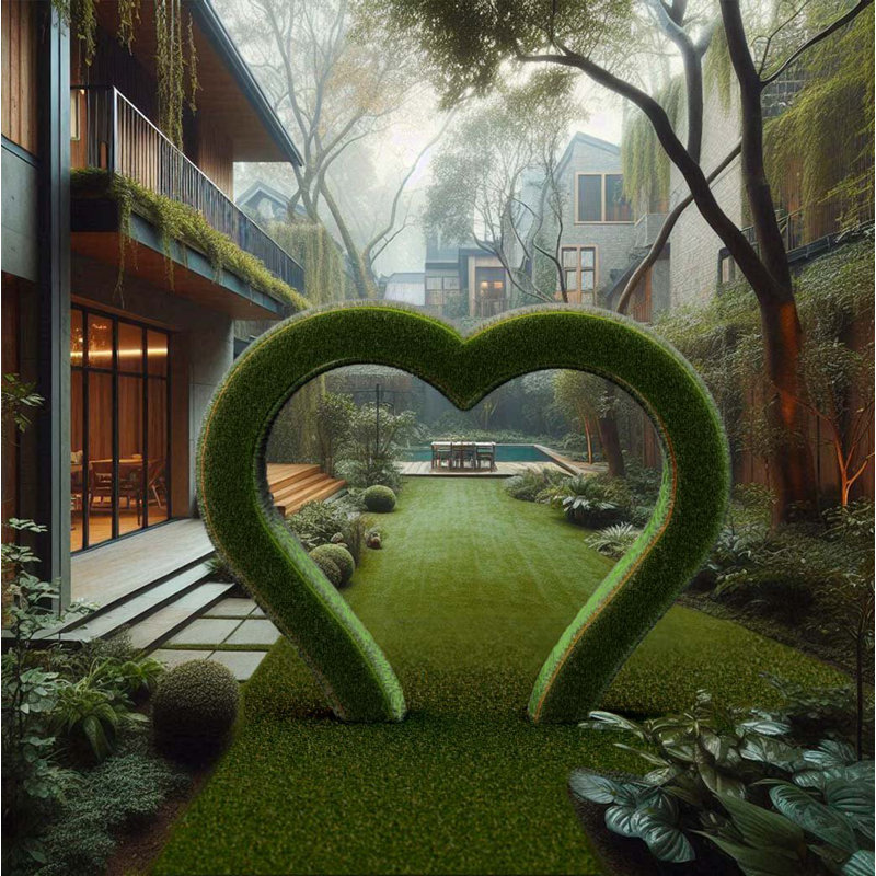 Outdoor Heart Arch Topiary Green Figures